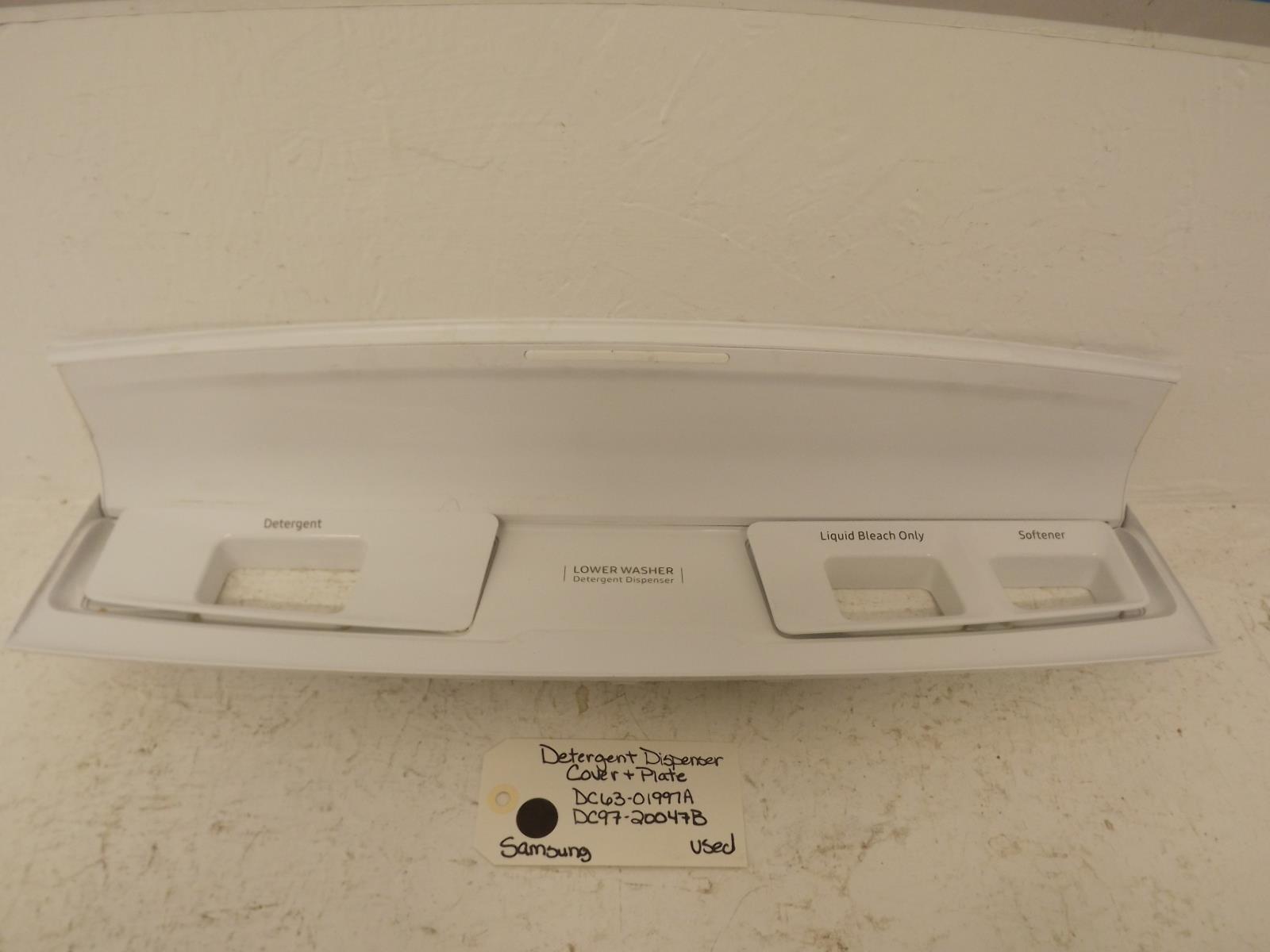 Samsung Washer DC63-01997A DC97-20047B Detergent Dispenser Cover & Plate Used Samsung Washer DC63-01997A DC97-20047B Detergent Dispenser Cover & Plate Used